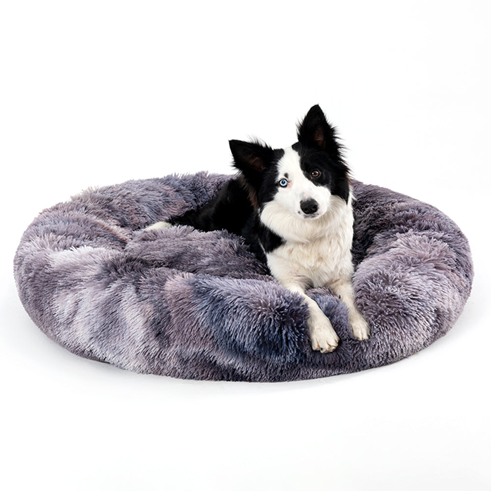 Calming donut bed for dogs and cats – fluffy plush pet bed
