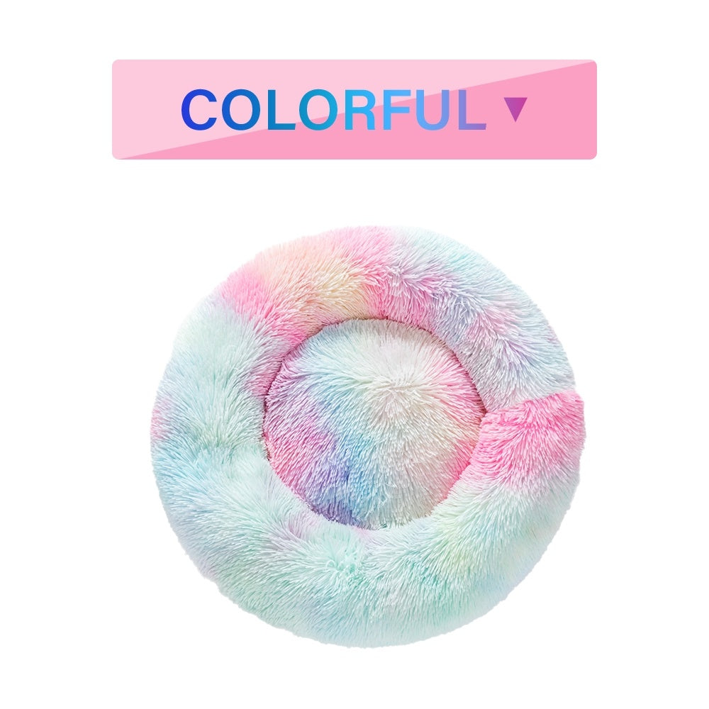 Calming donut pet bed – raised rim for head and neck support