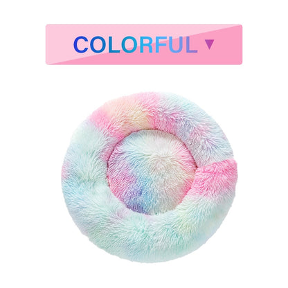Calming donut pet bed – raised rim for head and neck support