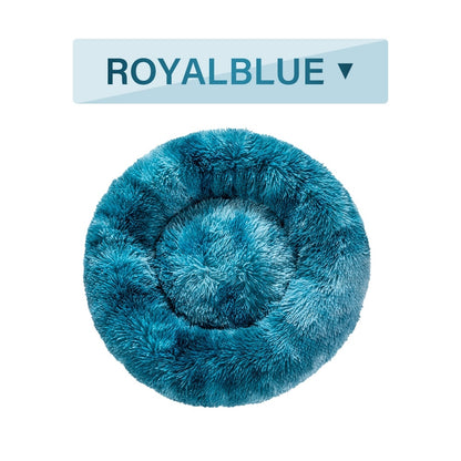 Calming donut pet bed – ultra-soft long faux fur